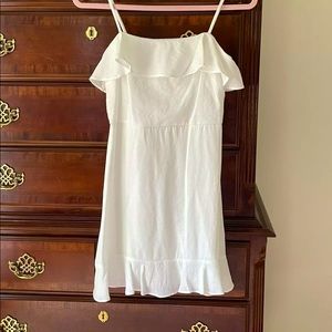 ROWA brand white linen dress with ruffle- size small